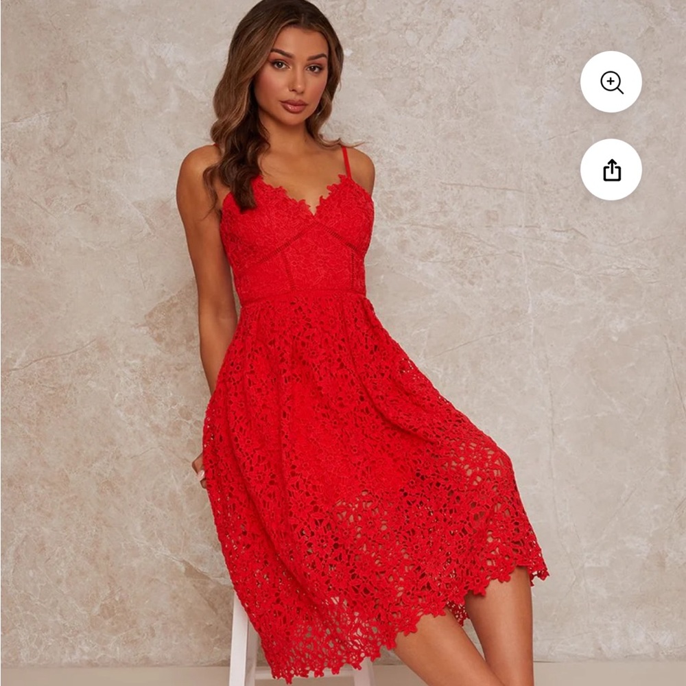 Chi Chi London Red Midi Dress